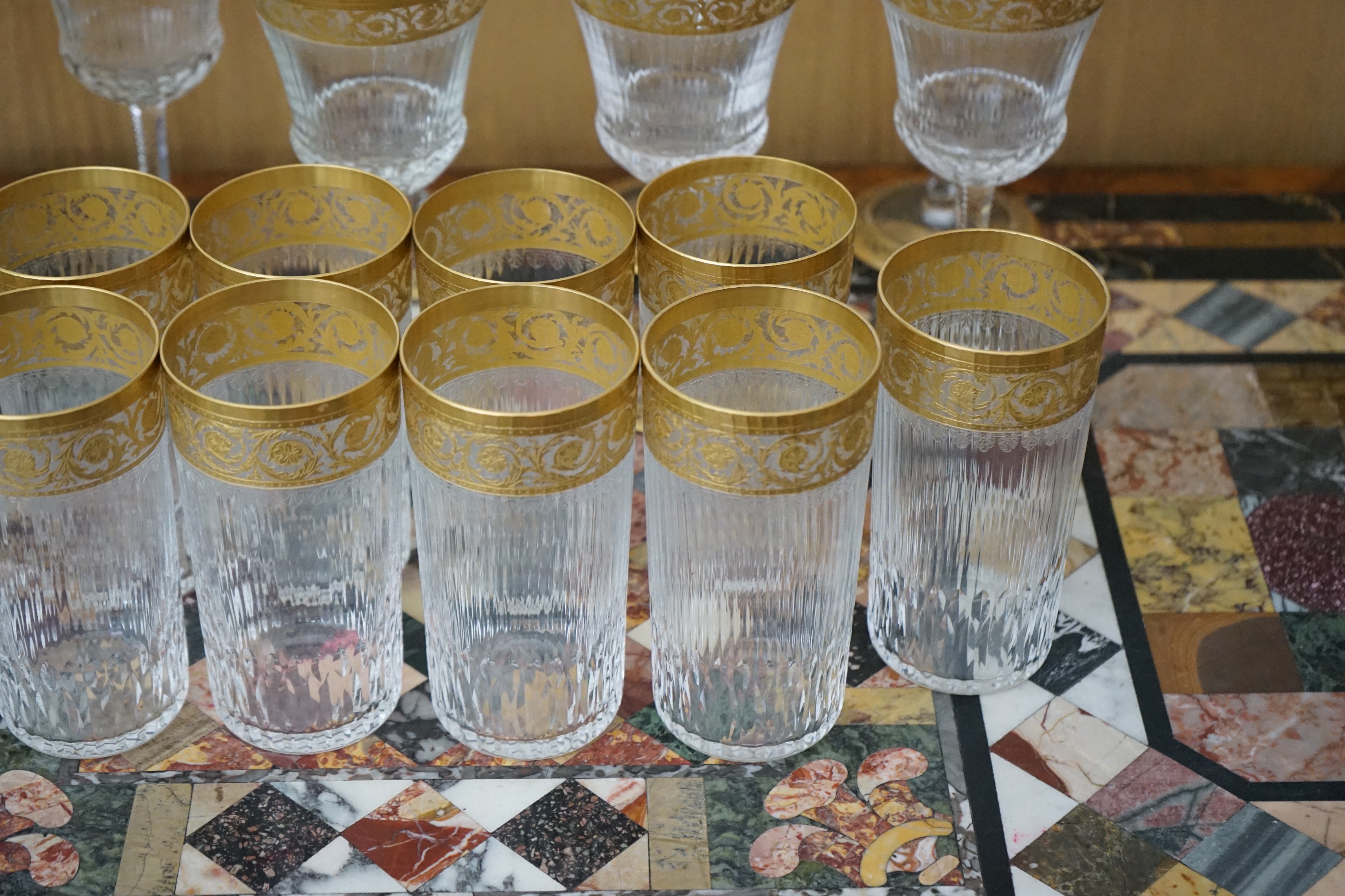 A suite of St Louis 'thistle' pattern drinking glassware